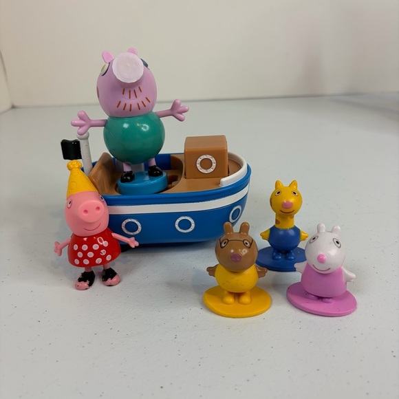 Peppa Pig Other - Peppa Pig Boat Playset Figures Daddy Pig Peppa Zoe Zebra Danny Dog Kids Toy Lot